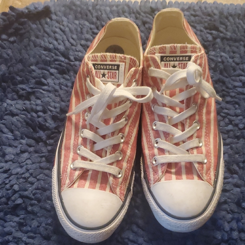 Converse Red and White Sneakers with Canvas Upper